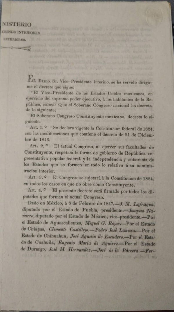 CONSTITUCIÓN DE 1824/ VALENTÍN GÓMEZ FARÍAS/ MEXICO/ GUERRA CON LOS ESTADOS UNIDOS DE AMÉRICA.