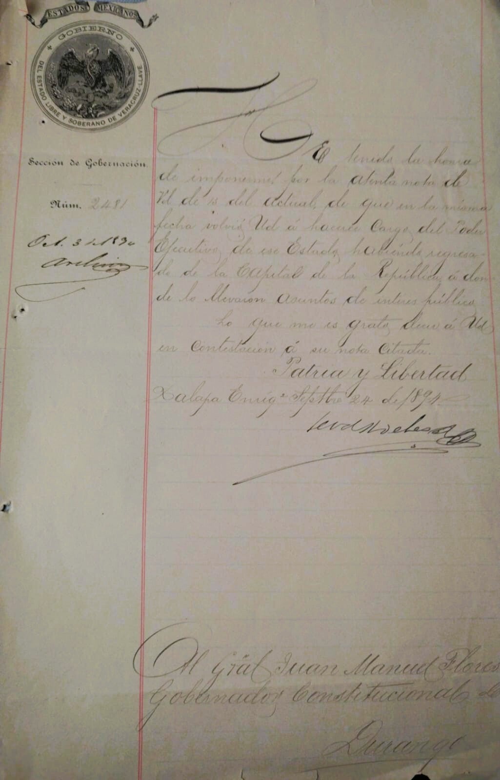 VERACRUZ/GOBERNADORES/CIRCULARES/1894