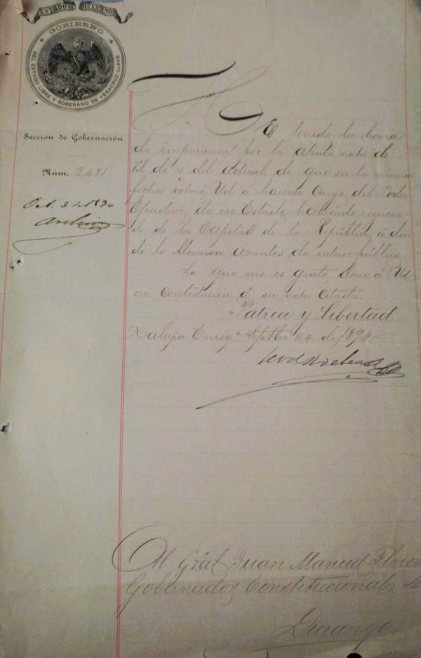VERACRUZ/GOBERNADORES/CIRCULARES/1894