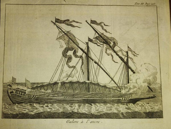 GRABADO. GALERA EN COMBATE. 1750.