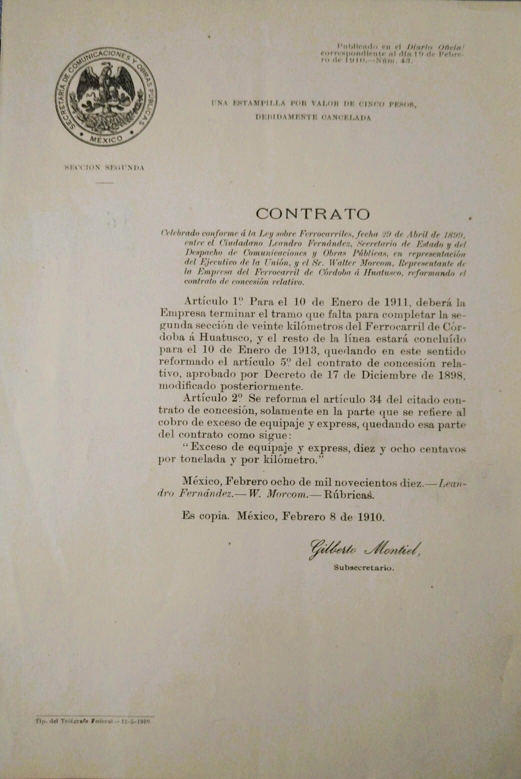 FERROCARRILES/VERACRUZ/PORFIRIO DÍAZ. / MEXICO. / 1910