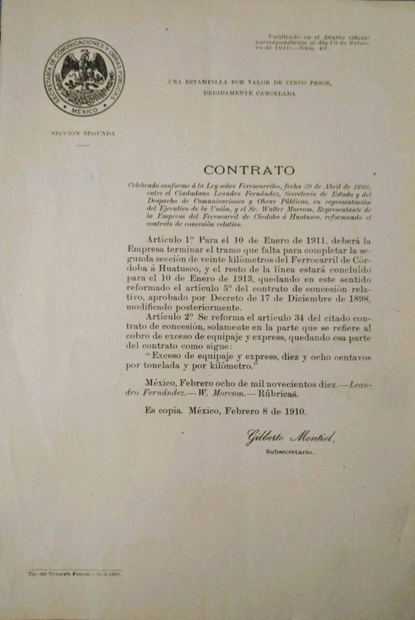 FERROCARRILES/VERACRUZ/PORFIRIO DÍAZ. / MEXICO. / 1910