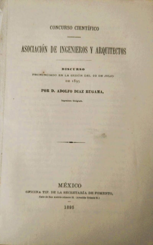 CONCURSO CIENTIFICO. ASOCIACIÓN DE INGENIEROS Y ARQUITECTOS. 1895 AGUAS, CIUDADES.