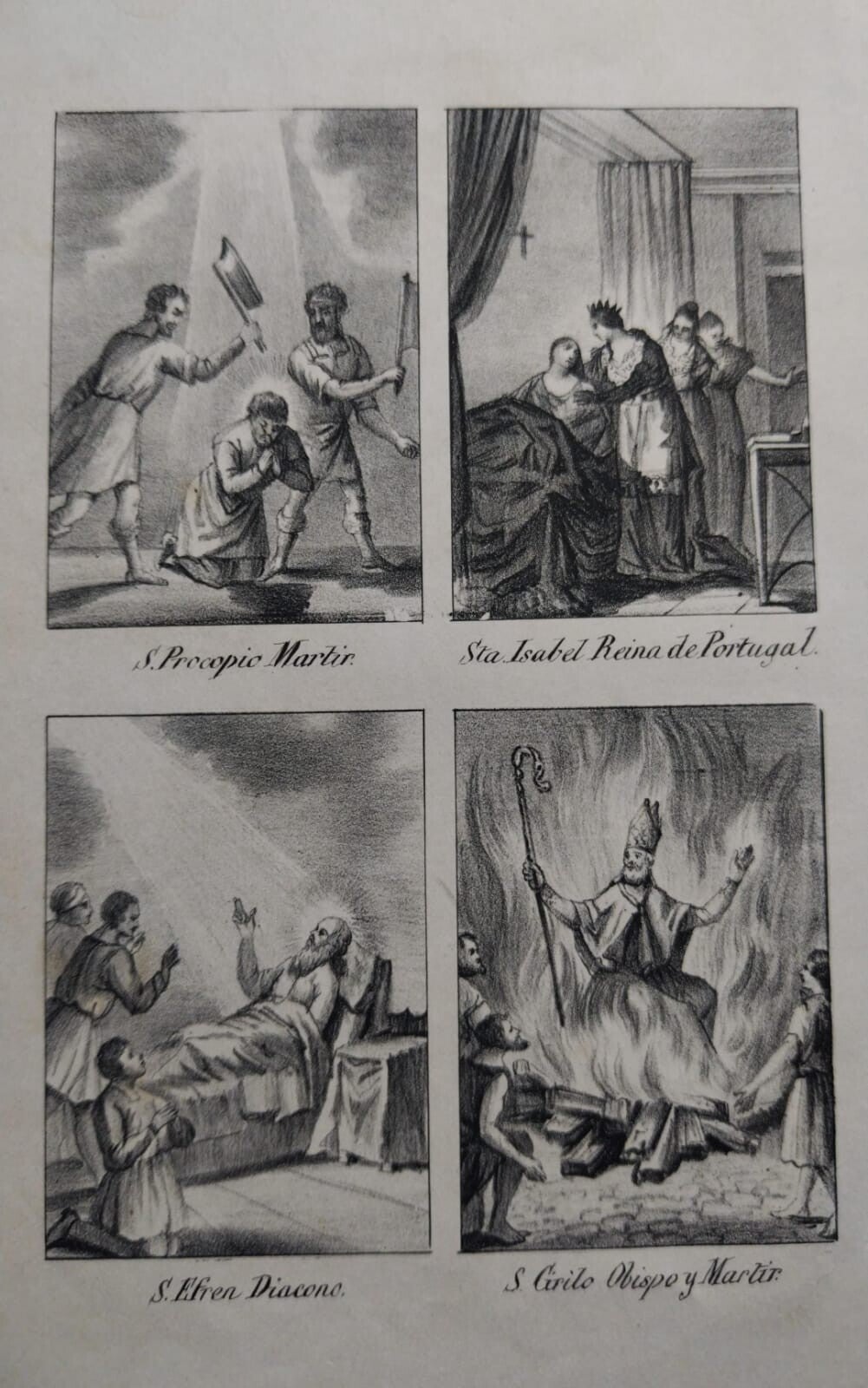 Miniaturas Religiosas. Santa Isabel / San Efrén / San Grilo.  1840