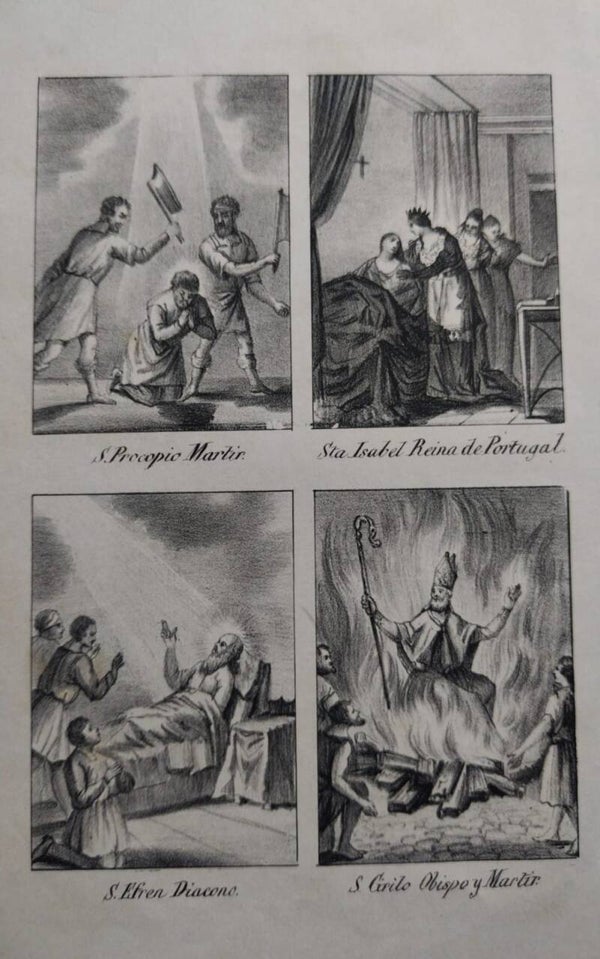 Miniaturas Religiosas. Santa Isabel / San Efrén / San Grilo.  1840