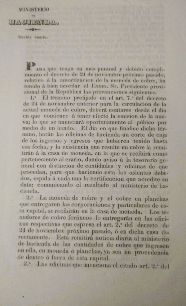MONEDA DE COBRE/ MONEDA SIGLO XIX/NUMISMÁTICA / MÉXICO/ 1841.