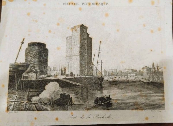 GRABADO DEL PUERTO DE LA ROCHELLE. FRANCIA. 1825