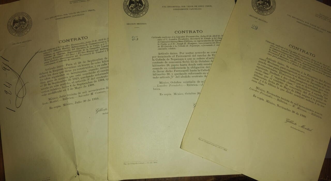 FERROCARRILES/LINEAS DE TRENES/CONTRATOS/PORFIRIATO/REVOLUCION 1910MEXICANA. /MEXICO.