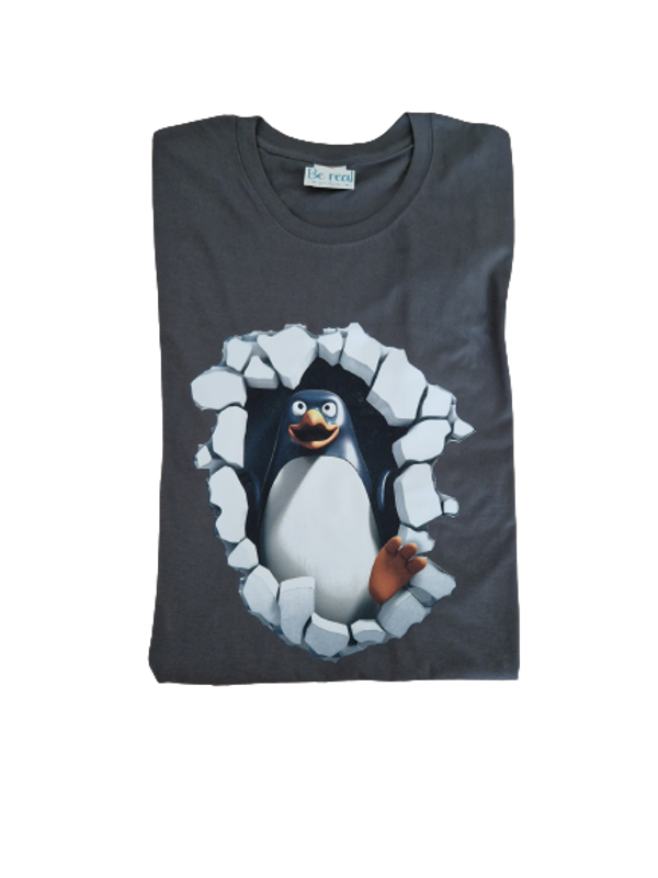 T-Shirt pinguin uit de muur