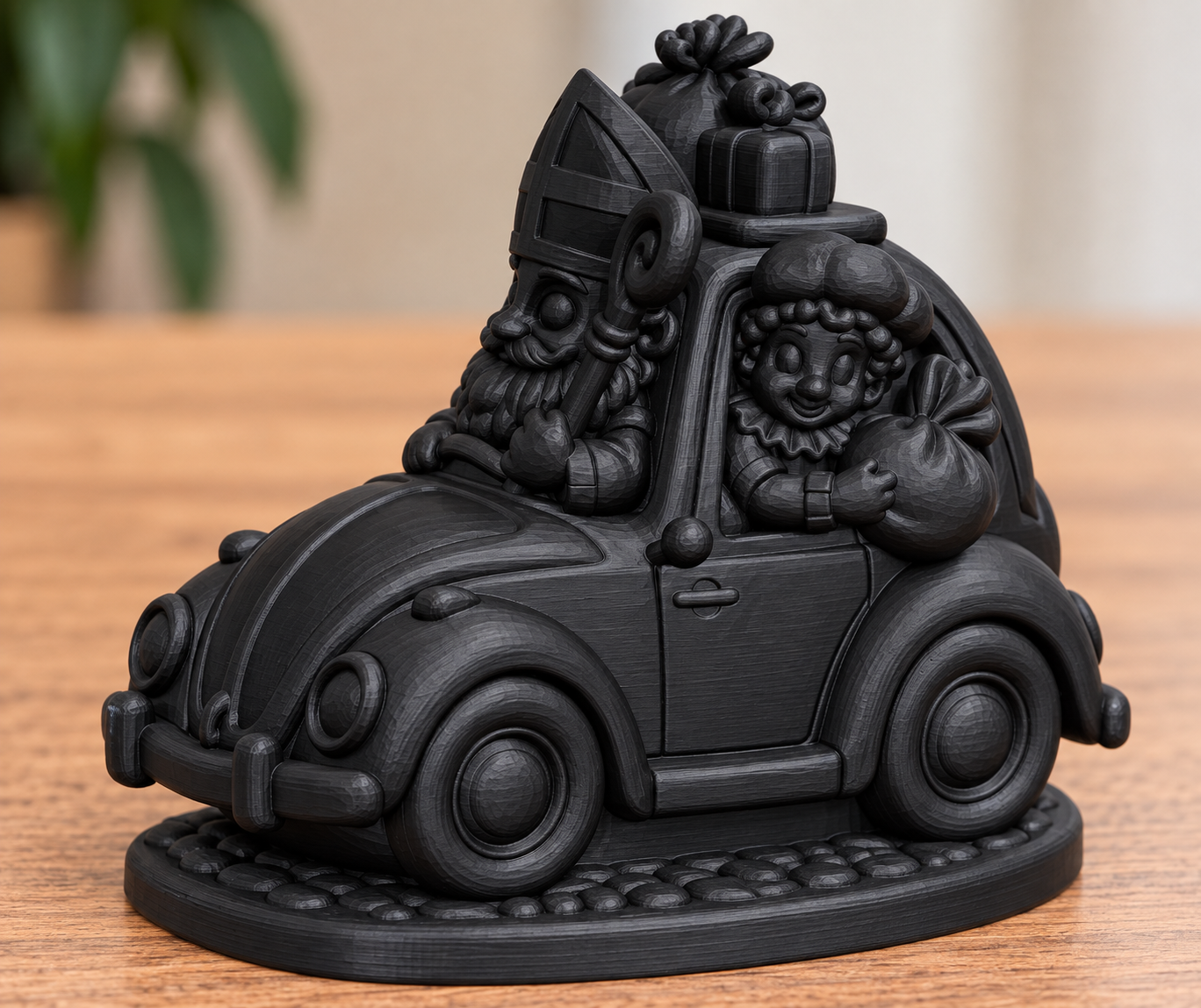 Sinterklaasauto met Sint & Piet