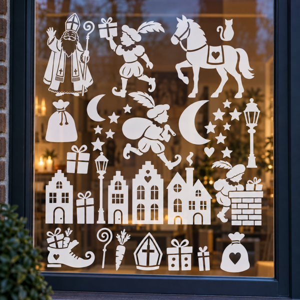 Sinterklaas raamstickers – Stickervel + / - 30 × 40 cm