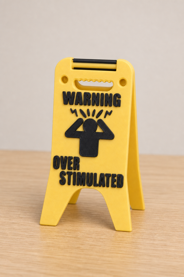 Desk Sign Warning overstimulated