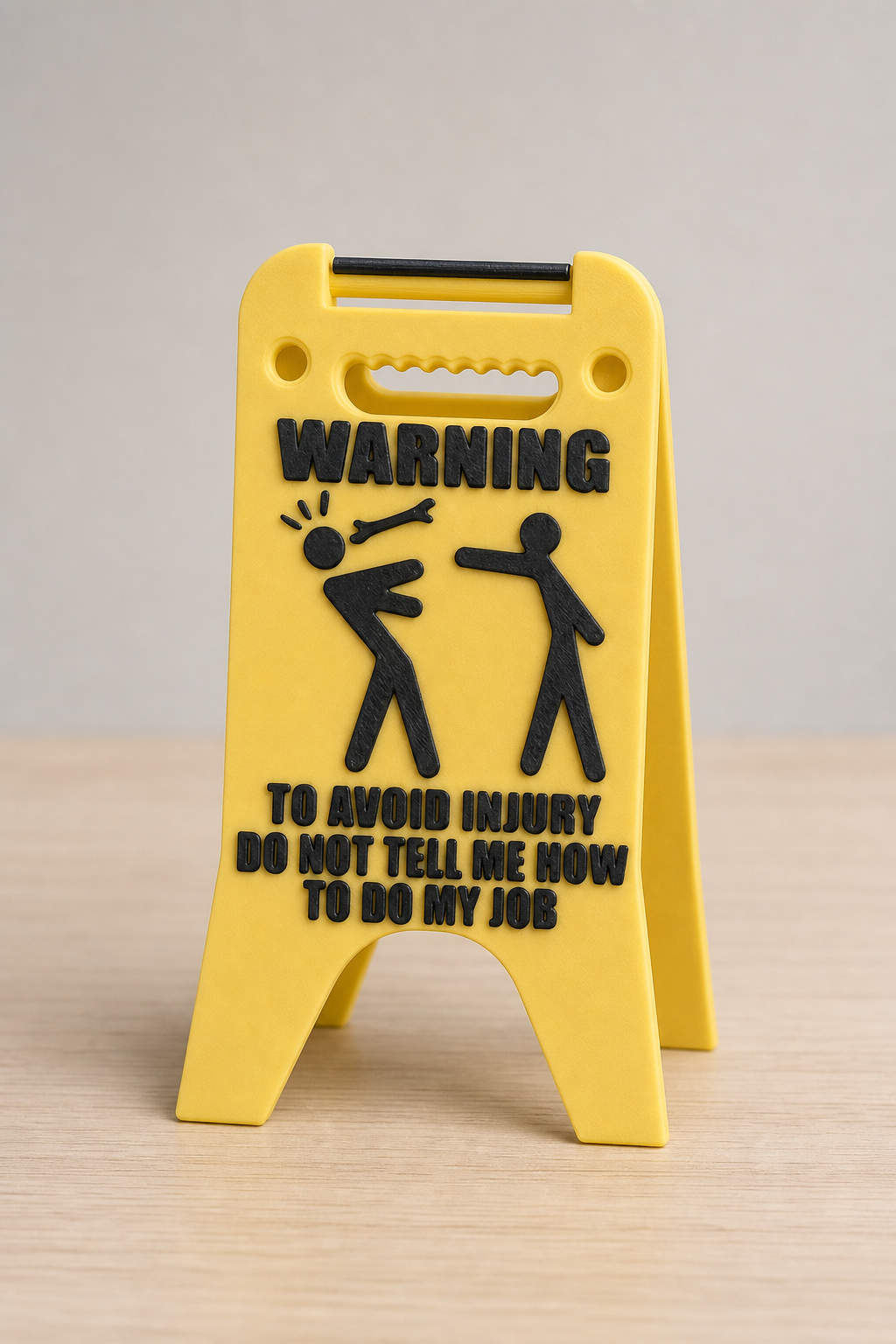 Desk Sign Warning to avoid injury
