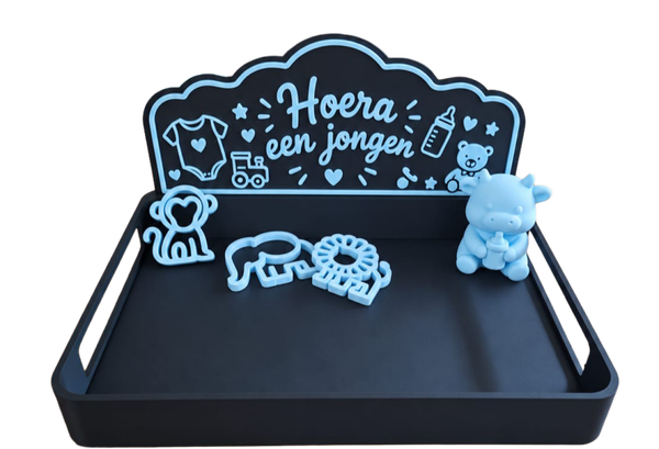 3MF bambu lab bestand - Thema Hoera een jongen voor dienblad 24 x 18cm