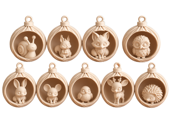 Set van 10 kerstballen Bosdiertjes