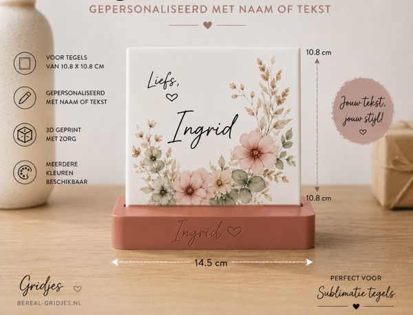 Tegelhouder voor  tegel 10.8 bij 10.8 gepersonaliseerd