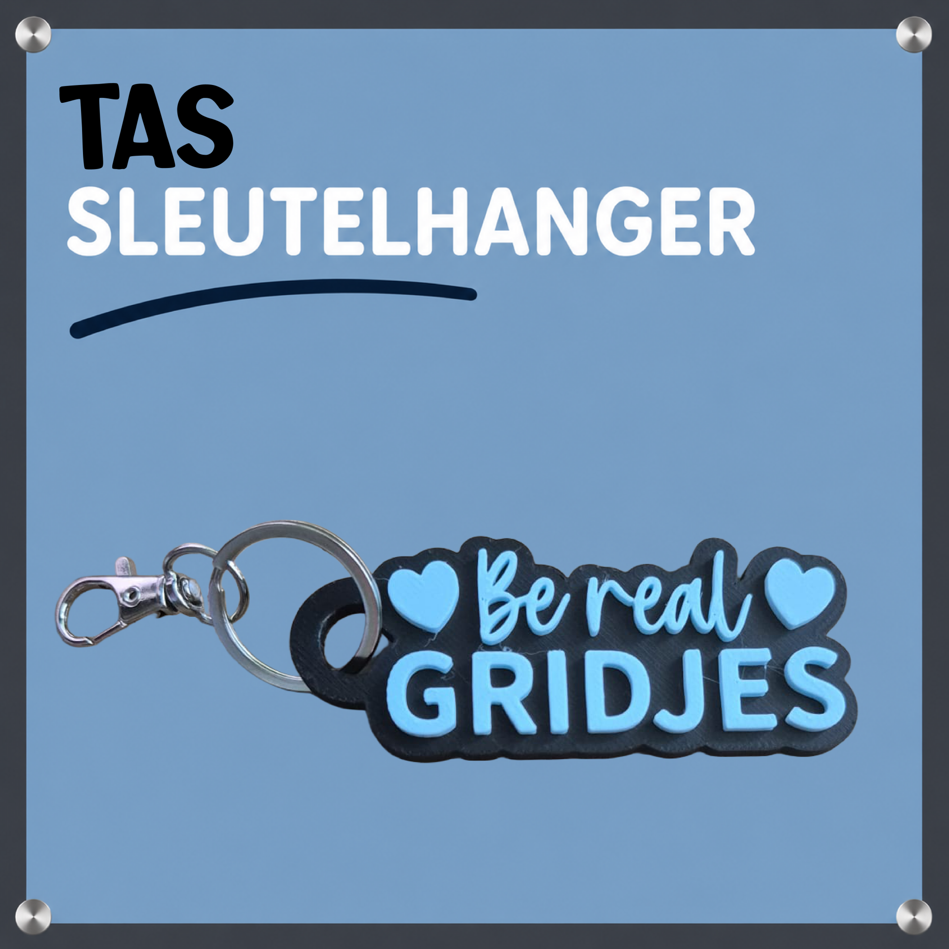 Sleutel Tas hanger Be real Gridjes (Groot)