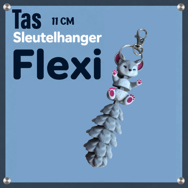 Sleutel / Tas hanger Flexi Chinchilla (11cm)