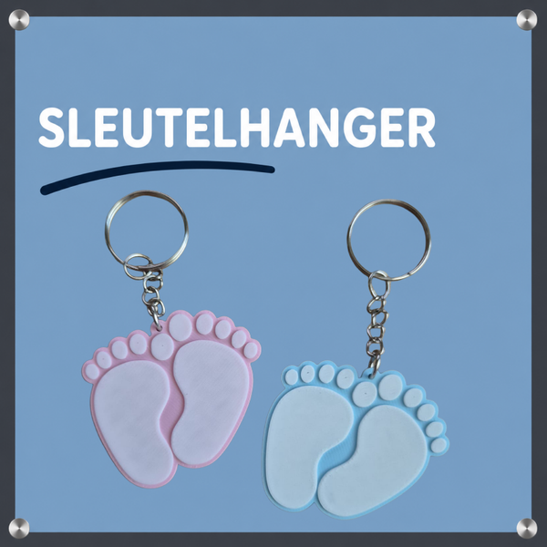 Sleutelhanger baby voetjes Lichtblauw