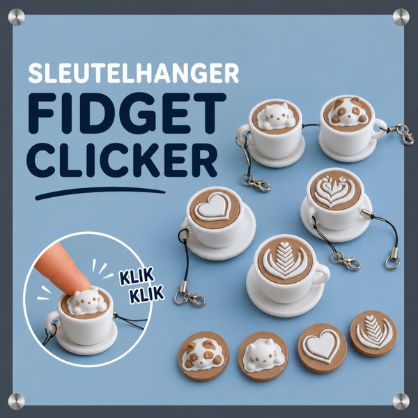 Sleutelhanger koffiekopje fidget clicker