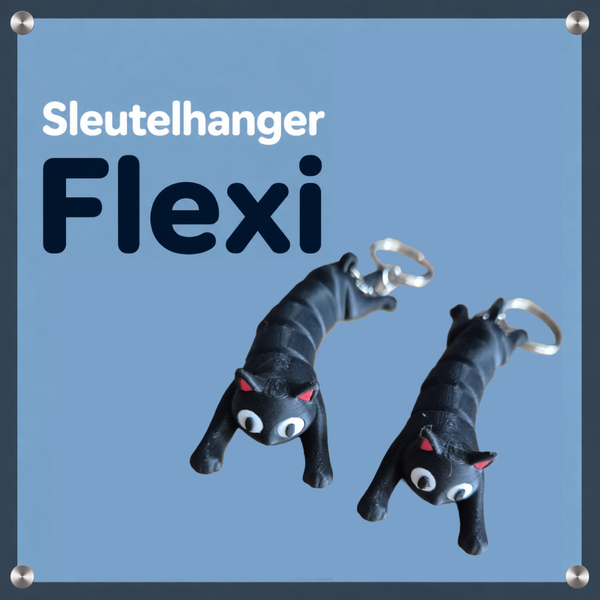 Sleutelhanger Flexi zwart kat