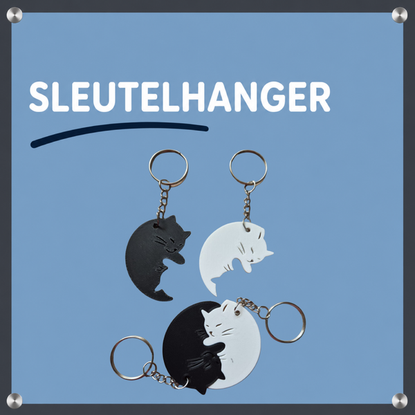 Sleutelhanger Yin Yang poezen ( 2 sleutelhangers)