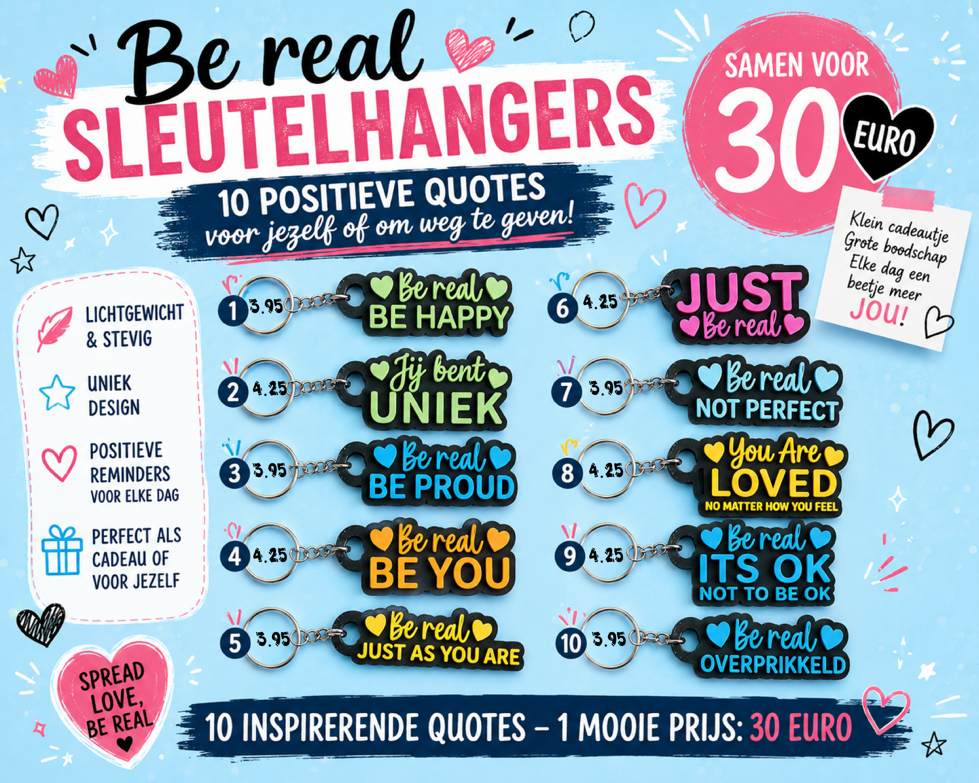 Sleutelhanger set met 10 stuks