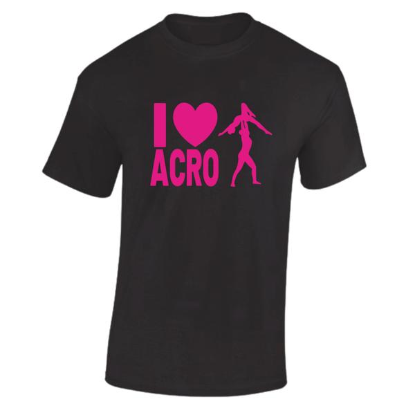 T-shirt I love Acro roze
