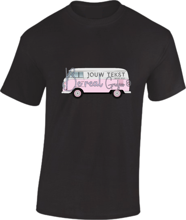 T-shirt met T 1 bus met eigen tekst en in eigen kleur 004
