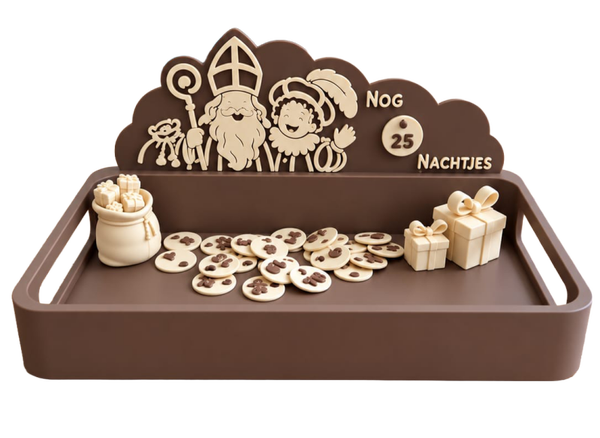 STL bestand -  Thema Sint en Piet nog ... Nachtjes voor dienblad 20 x 13 cm
