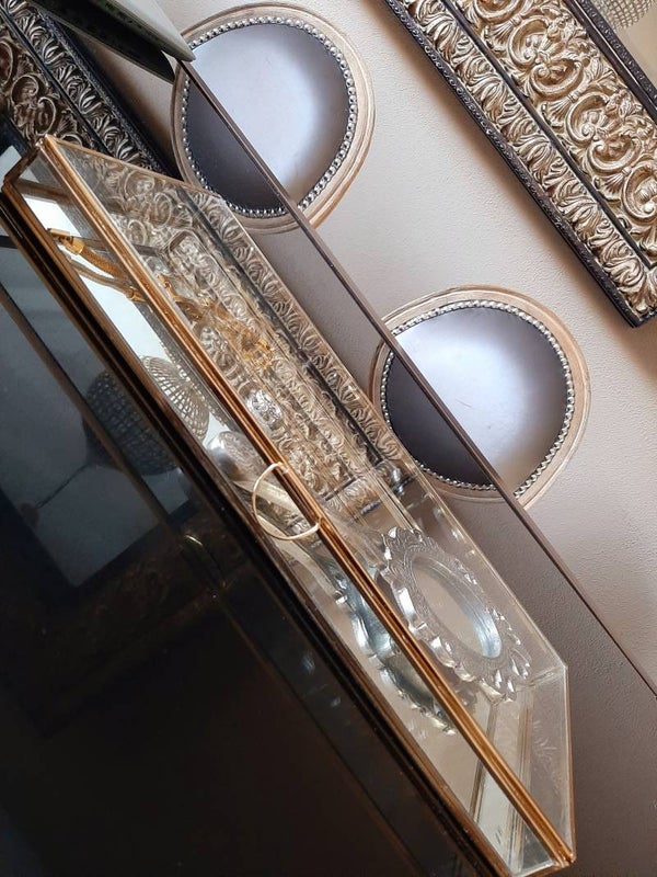 Deco box glass/gold/mirror