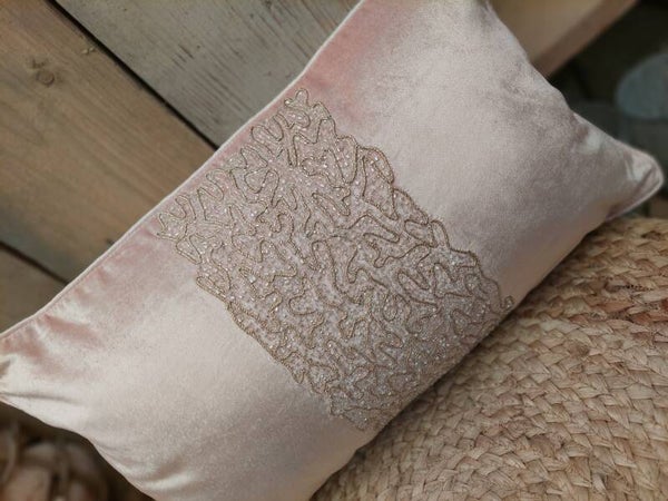 Kussen fluweel rechthoekig " beige "