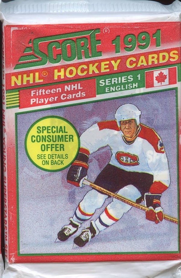 1991 Score NHL Hockey Cards Series 1 English Sealed Pack 15 Cards