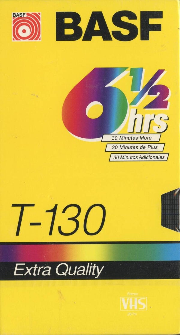 BASF T-130 VHS Tape Extra Quality Sealed Blank Videocassette 6.5 Hour EP Mode