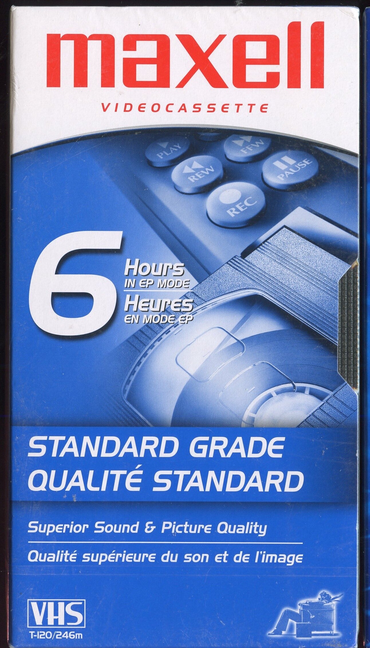 Maxell T-120 VHS Tape Standard Grade Sealed Blank Videocassette 6 Hour EP Mode