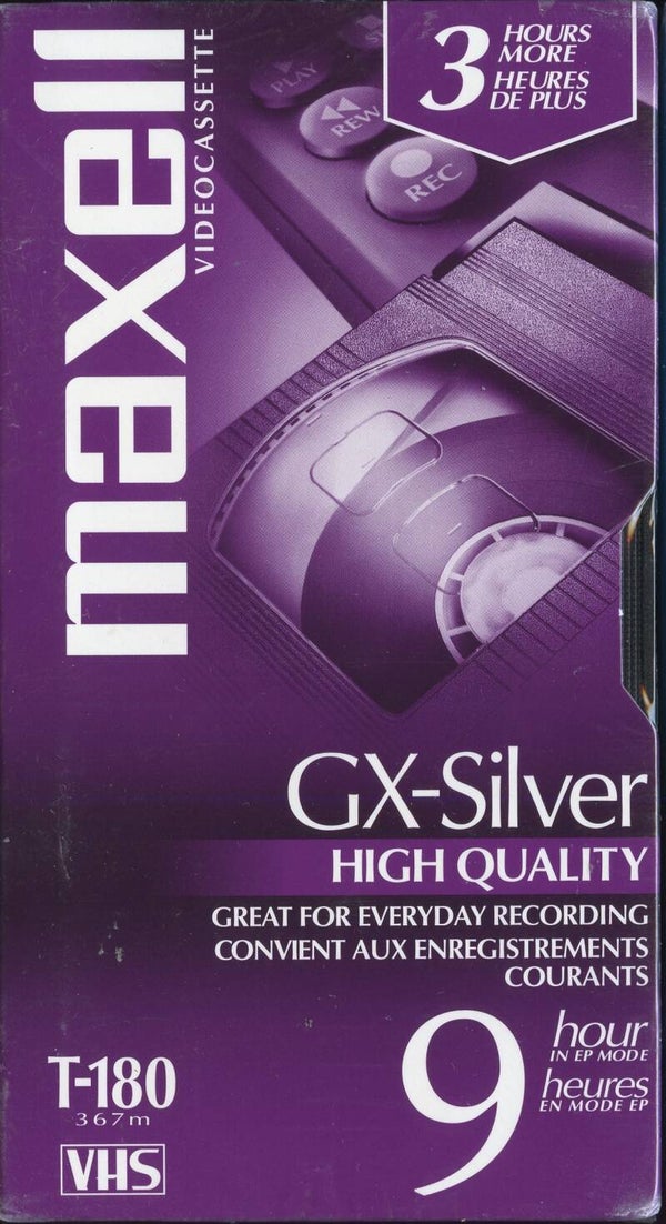 Maxell GX-Silver T-180 VHS Tape Sealed Blank Videocassette High Quality 9 Hour EP