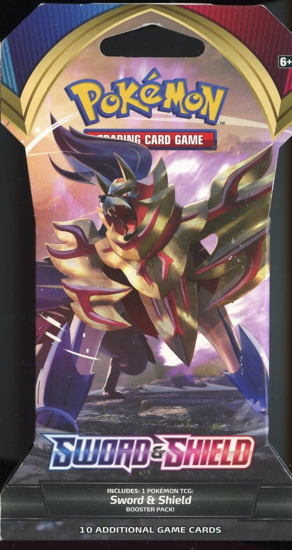 Pokemon Sword & Shield Base Set Sleeved Booster Pack Zacian Artwork New Sealed