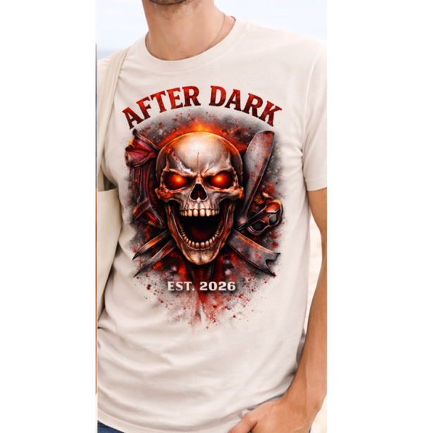 Unleash your dark side with this intense After Dark Horror Skull T-Shirt.