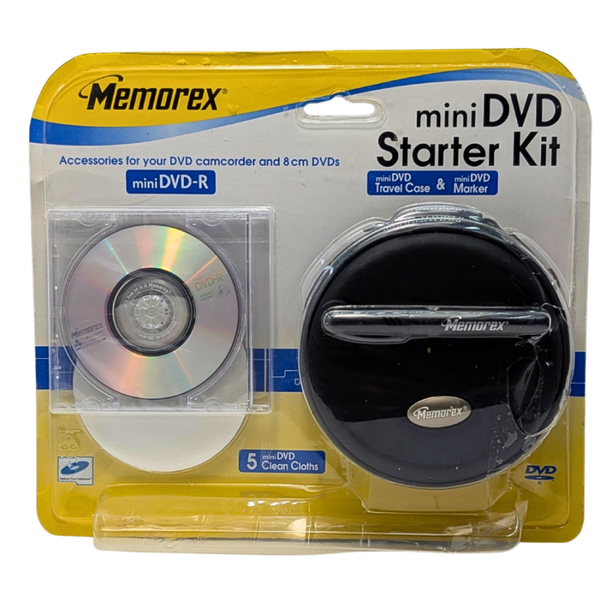 Memorex Mini DVD Starter Kit – Mini DVD-R Disc, Travel Case, Marker & Cleaning Cloths – Camcorder Media