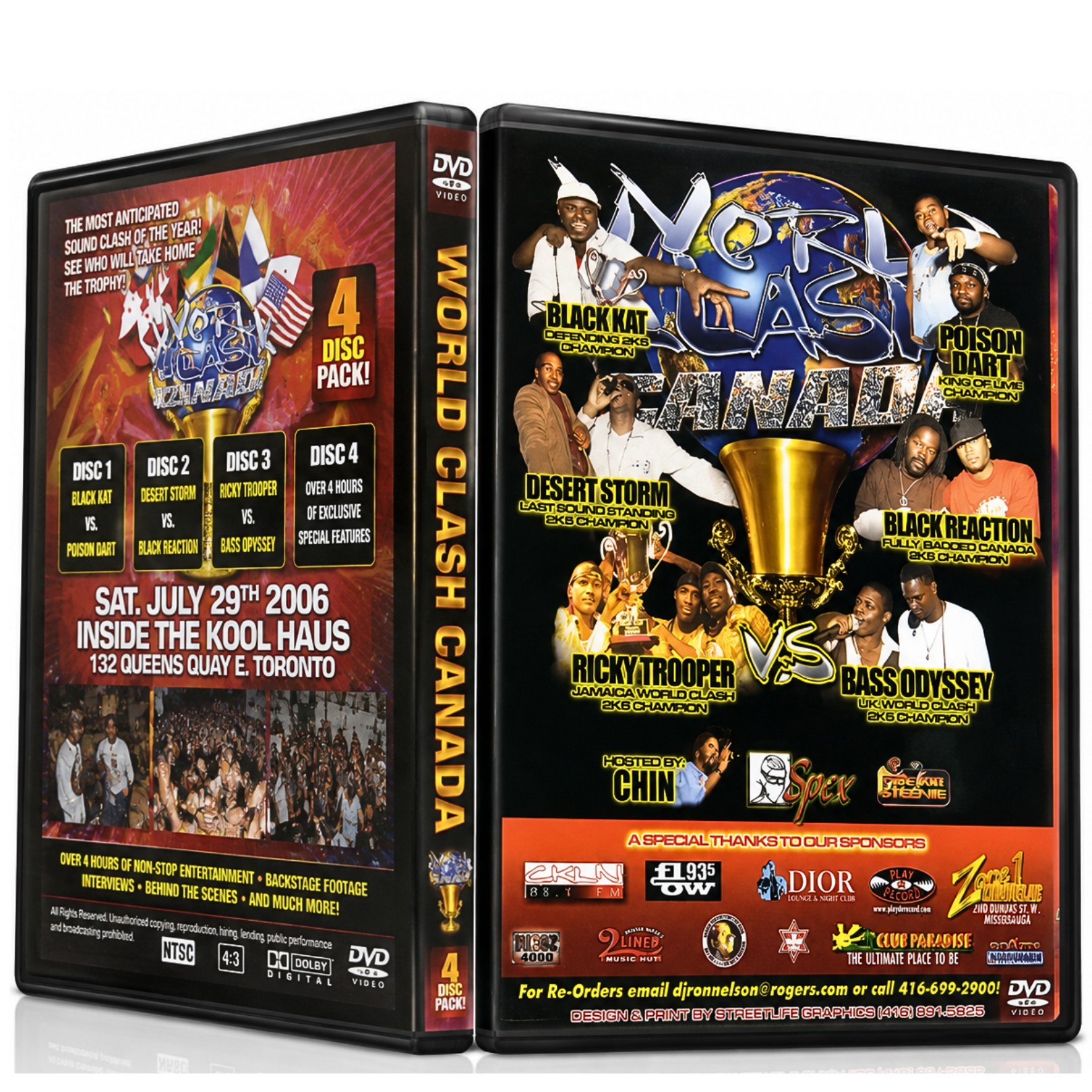 World Clash Canada 2006 4 DVD Set Black Kat Bass Odyssey Ricky Trooper Reggae
