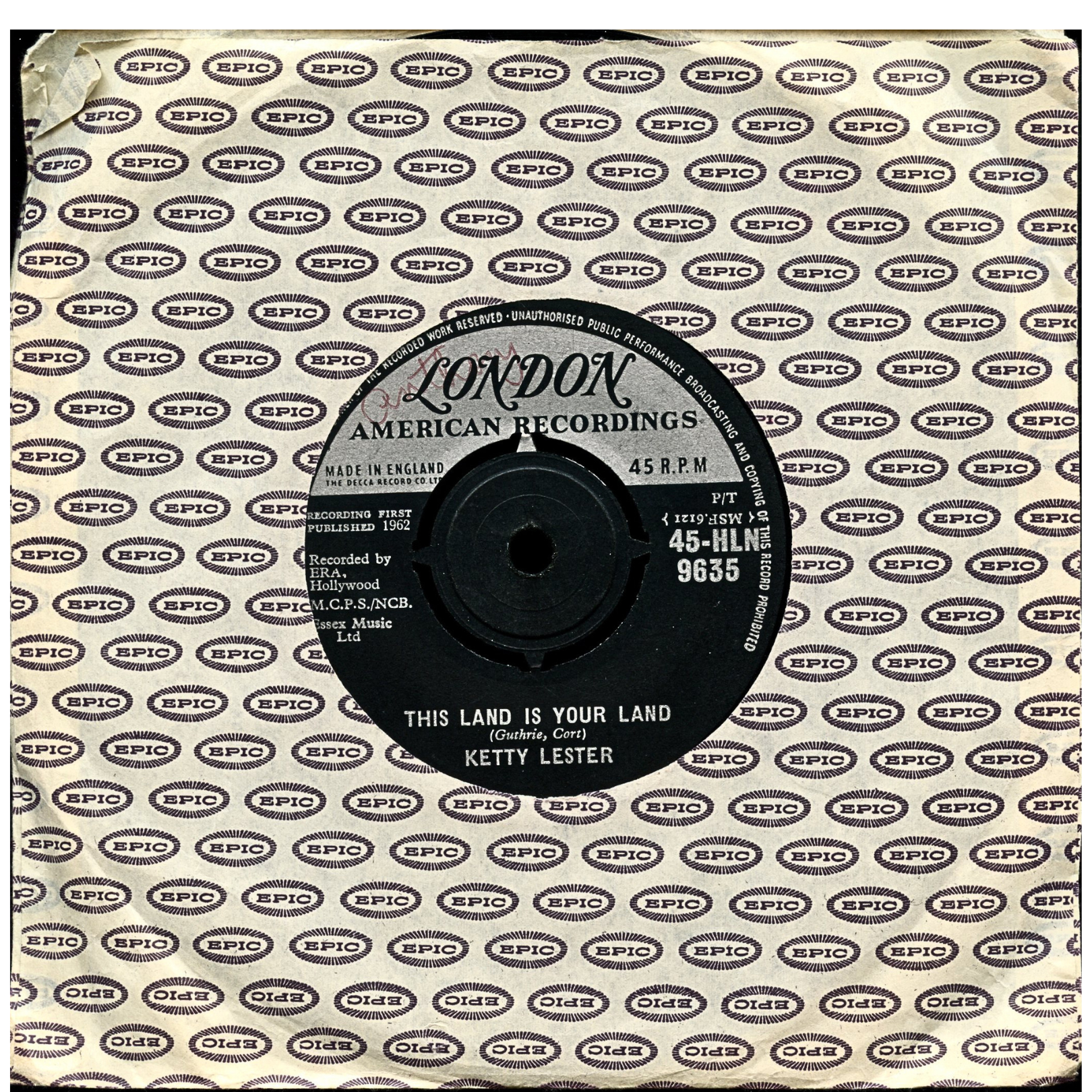 Ketty Lester Love Is For Everyone UK 45 London 45-HLN 9635 1962 Vinyl