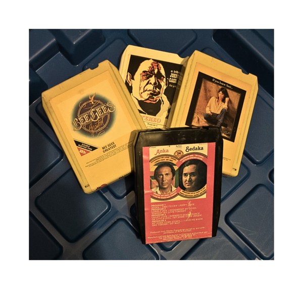 Vintage 8-Track Tape Bundle – Bee Gees, Johnny Cash Tribute, Suzi Quatro, Paul Anka & Neil Sedaka – Lot of 4