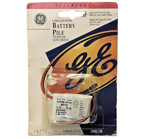 GE Cordless Phone Battery CBT12 BT12 3.6V 300mAh Ni-Cd New Sealed Vintage NOS
