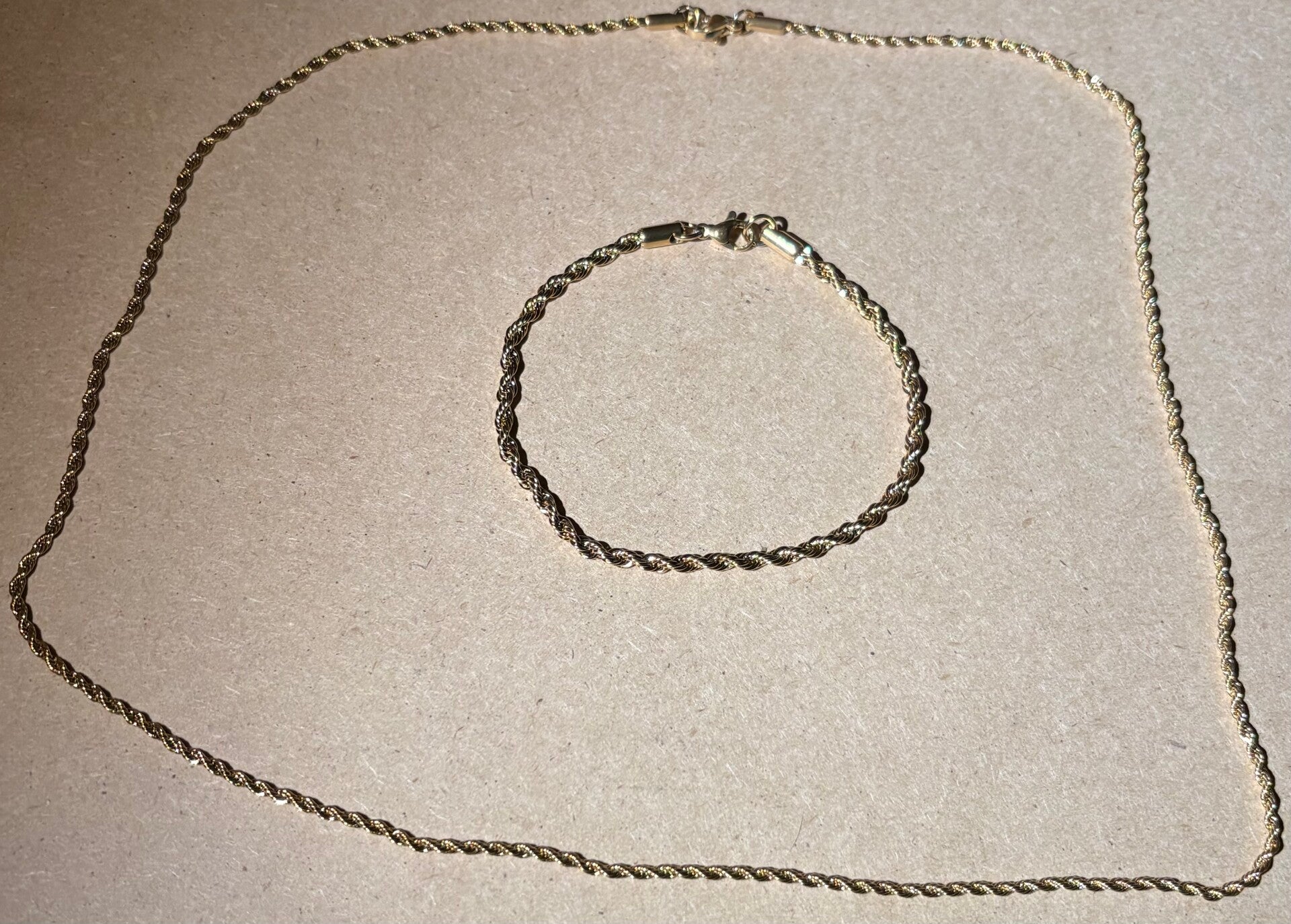 Gedraaide Gouden Ketting & Armband Heren