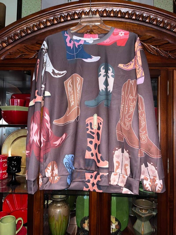 Cowgirl boot sweat shirt
