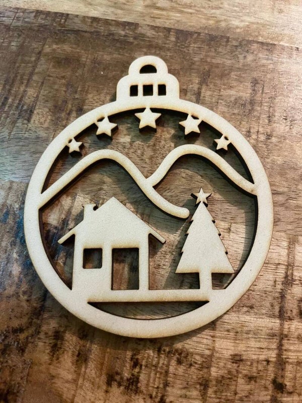 Houten kerst ornament huisje