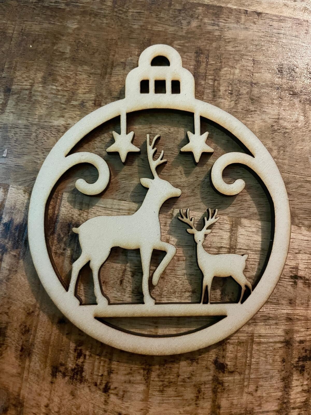 Houten kerst ornament rendiertjes