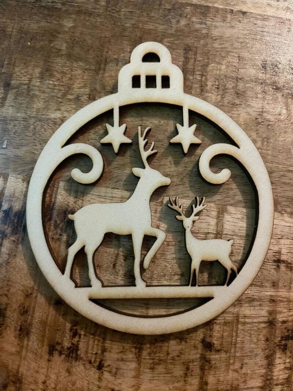 Houten kerst ornament rendiertjes