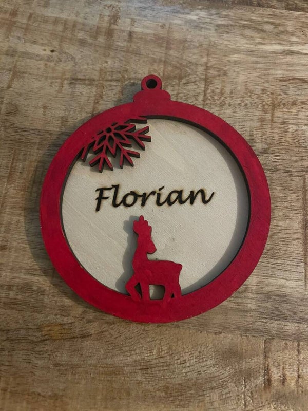 Houten 3D kerstornament met rendier