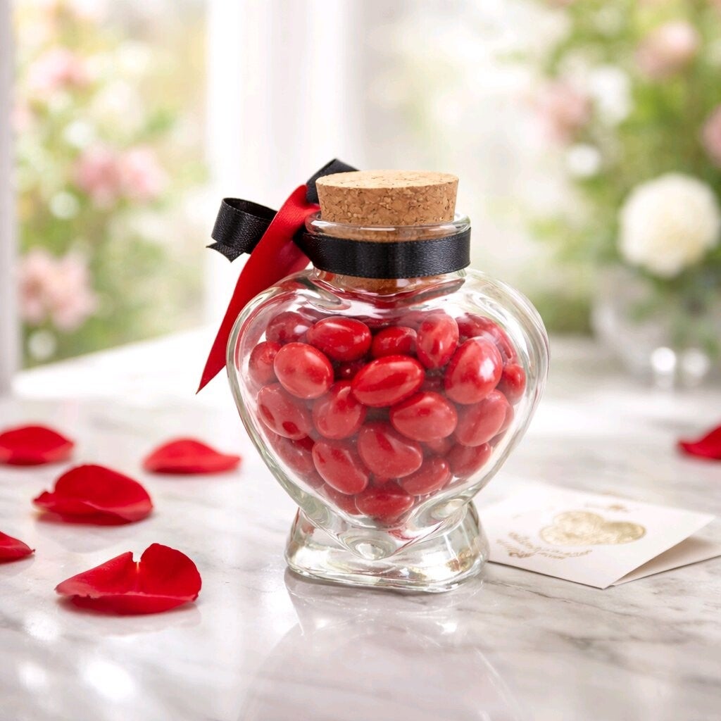 Coeur à dragées en verre vide 8x6x4cm